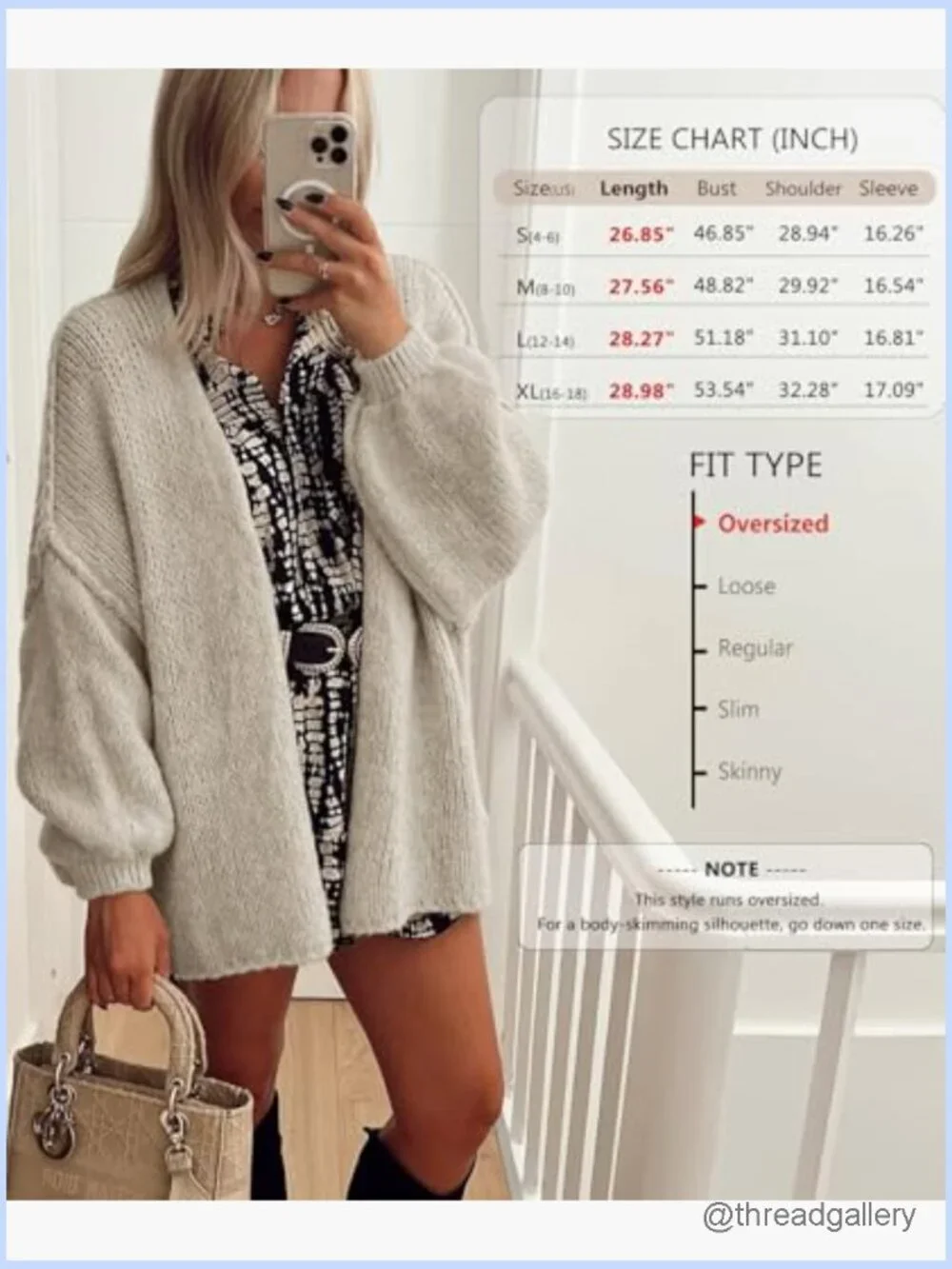 Oversized Lantern Sleeve Knit Cardigan Sweater